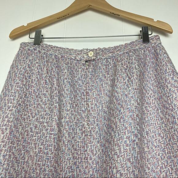 Vintage Pink Blue & White Spring Tweed A-line Pencil Skirt Women’s Size Large - Picture 13 of 14